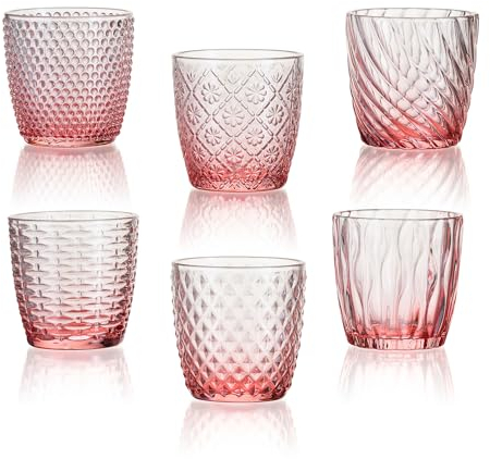 Candeldo Teelichthalter Teelichtgläser Deko Rosa: Tischdeko 6 Stück Windlicht Glas Outdoor Kerzenglas Vintage Teelichtglas für Hochzeit Garten Wohnzimmer Tisch Balkon
