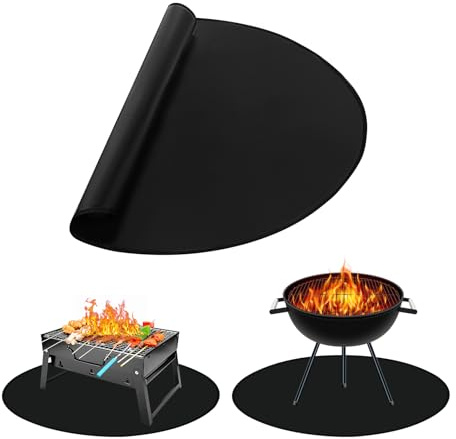 Eldstad, 102 x 102 cm rund eldfast matta, utomhus eldstadsmatta, hopfällbar grillmatta, resistent uteplats matta för gräsmatta, trädgård och utomhus camping