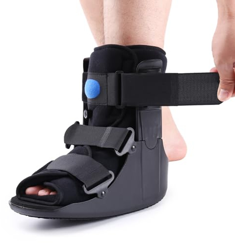 Veanvoky Inflatable Walking Boot, Air Cam Walker Fracture Boot Orthopaedic boot for Sprained Ankle, Short Air Walker Brace for Broken Foot Achilles Tendon Injury Black (Small)