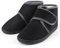 TIESTRA Warm Hausschuhe Damen Winter Lammfell Diabetiker Hausschuhe Breiter Fuß Filzpantoffeln Mit Memory Foam Sohle,Filz Herrenhausschuhe Mit Klettverschluss,Schwarz 37