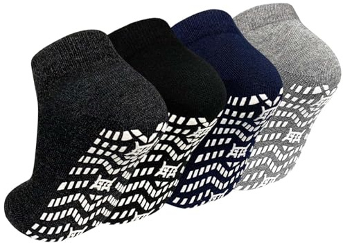 PUTUO Sport Chaussettes Antidérapantes pour Homme: Chaussettes Anti Dérapantes en Coton pour Homme Socquettes Grip 4 Paires