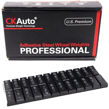 CKAuto 1/2oz Trapezium Adhesive Stick on Wheel Weights,EasyPeel Tape, 72oz/Box, US Quality(144pcs) Black