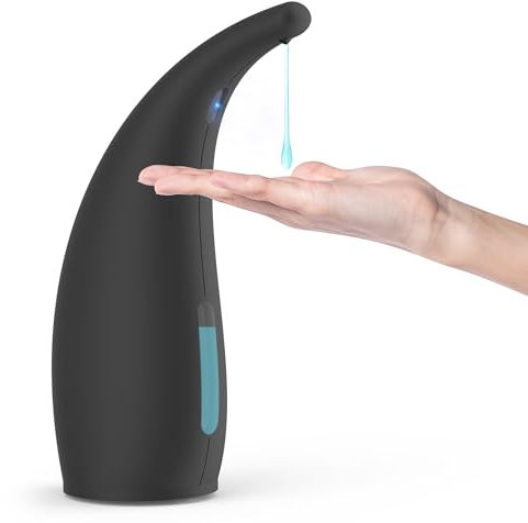 Dispenser Sapone Automatico, 300ml Dispensatore Sapone Senza Contatto con Sensore a Infrarossi, 4 Livelli Regolabili, Alimentato a Batterie, per Bagno Cucina Scuola Hotel