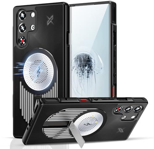 iTape Aromatherapy phone case for Red Magic 10 Pro, cooling and breathable case, magnetic car holder, supports wireless charging Lens protection bracket Black