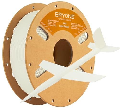ERYONE Engineering Filament, 3D Printing Filament 1.75mm +/- 0.03mm, Fit Most FDM 3D Printers, Light Weight ASA White 750g Spool (1.65LBS)