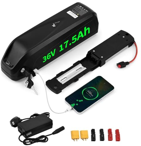 36V Ebike Battery 17.5Ah 25A BMS 4500mAH Cell Electric Bike Lithium Battery Pack with Charger for Bafang Voilamart Aw Tongsheng Motor, 36 volt Electric Bicycle battery for 100W -750W Motor (UK Stock)