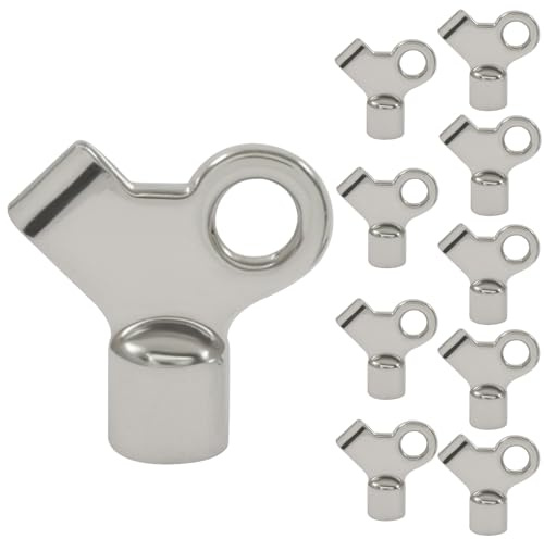 BokWin 10-Pack Radiator Bleeding Air Valve Key, Metal Radiator Bleed Keys for Home Heating and Faucet Air Venting, Silver Finish Plumbing Tool