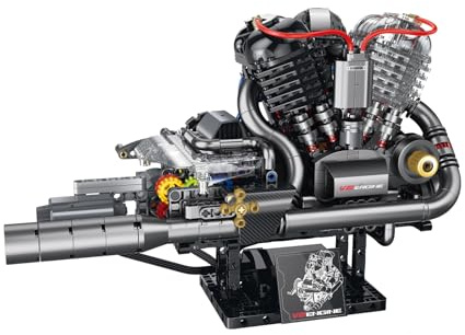 muuchuu Technik V2 Kit de construction de moteur avec lumière et son moteur de fumée, kit de construction de moteur de moto pour adultes, modèle à faire soi-même, jouet STEM, cadeau pour enfants