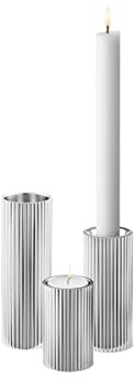 Georg Jensen Bernadotte Tealight & Candleholder Ss S,M,L, 3 Pcs