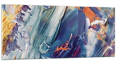 Quadri Moderni Soggiorno I colori la pittura l'astrazione Quadro su Vetro 120x50cm Stampe da Parete in Vetro Camera da Letto Cucina 1 pezzo Wall Art Grandi Decorazione Murale Immagini GAB120x50-5113