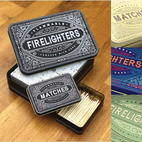 TINIT Firelighter and Match Tin Set (Black)
