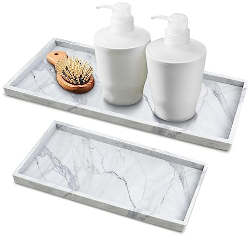 Lot de 2 plateaux en silicone, grands et petits pour salle de bain, évier, commode, porte-savon, clé de parfum
