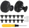 VEGCOO 12 Pack Matte Black Drawer Knobs, Single Hole Black Cabinet Knobs with Screws, Round Knurled Metal Wardrobe Knobs, Black Knobs for Drawers, Cupboard, Dresser (Matte Black)