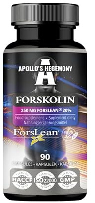 Forskolin 50 mg, Premium Forslean® Coleus Forskohlii Extract, 60 veganska kapslar, 1 månads förbrukning, naturlig växtingrediens för hälsosam viktminskning - från Apollo's Hegemony
