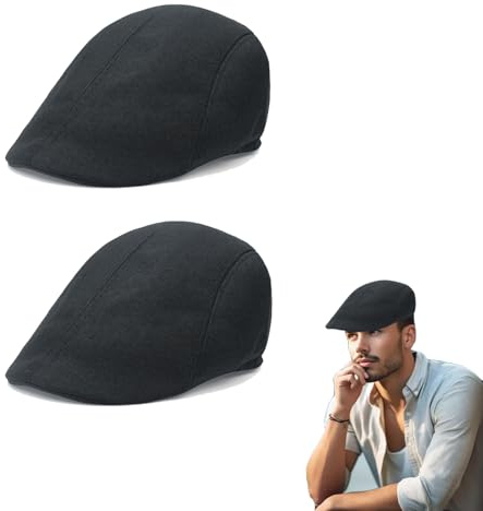 QSZHSL 2 Piezas Boina Hombre Gorras Plana Boina Gatsby Gorra, Boina Newsboy Casquillo Plano, Newsboy Sombreros Cabbie Gatsby Flat Cap, Vintage Sombrero Beret para Irlandesa Newsboy Cap