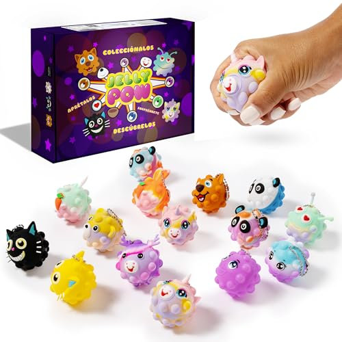 JellyPow Pack 12 - Pelotas Antiestrés - Squishy Regalos Cumpleaños Niños Colegio. Detalles Cumpleaños Niños. Relleno Piñata. Fiesta Infantil Regalitos Invitados. Regalos Alumnos Primaria