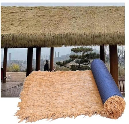 Tapis de toiture en gazon de chaume artificiel personnalisable, rouleau de paille de palmier imitation tuile, décoration de toit avec gazon étendu pour extérieur, terrasse, ombre lors des fêtes d'été