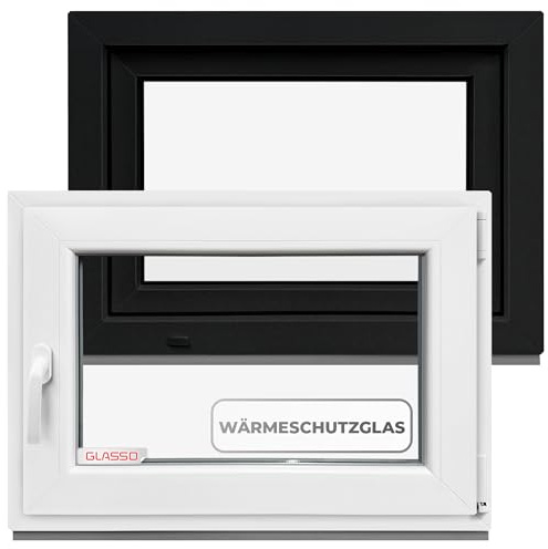 Ventana antracita 40 x 50 cm, doble acristalamiento, todos los tamaños, ventanas de plástico (60 mm prof), DIN R, 400 x 500 mm, perfecta para sótanos, garajes, cobertizos, cobertizos, sistema de