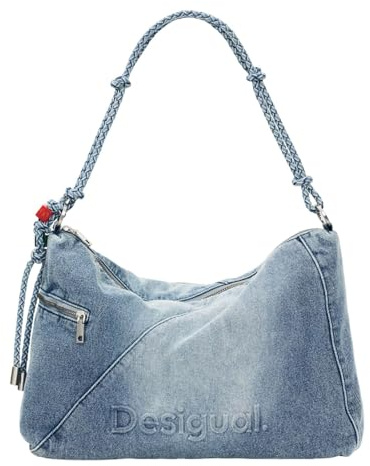 Desigual borsa a tracolla Half Logo Leiria 2.0 Shoulder Bag Denim Raw blu