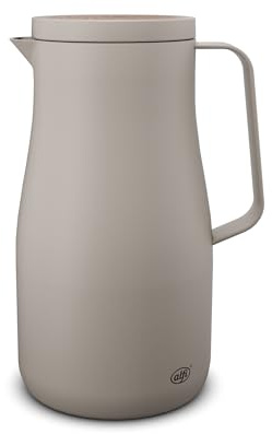 alfi STUDIO TEA Isolierkanne 1,0L calming beige, Thermoskanne aus doppelwandigem Edelstahl, hält 12 Stunden warm, 24 Stunden kalt, Drehverschluss, Öffnung groß, Thermoskanne, BPA-frei