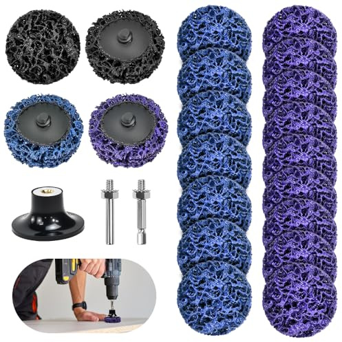 UHETLET 20 PCS Discos de Limpieza Gruesos, Disco CSD de 50 mm para Lijado, Discos Abrasivos para Metal, Pintura y Óxido con 2 Diámetros de Eje, Disco de Limpieza para Taladro y Amoladora Angular