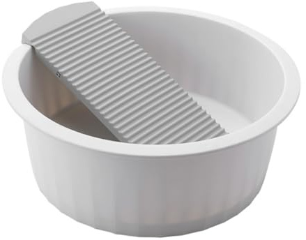 Lurrose Thickened Plastic Washbasin and Non Slip Washboard for Newborn Clothes Hand Washing Multipurpose Washtub for Face Foot and Laundry Cleaning Portable Home Use with Smooth Surface
