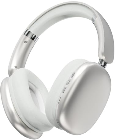 SUNJOM Casques Audio sans Fil Réducteurs de Bruit Mpods Bluetooth 5.4, Microphone Intégré, Audio Hi-Res, Autonomie 48H, Pliable, Coussinets Confortables, Compatibles iOS/Android/PC, Argent
