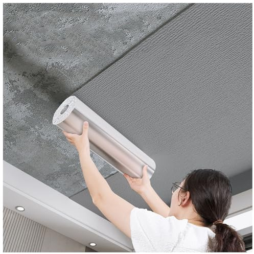 Aeovot Wall Paper Roll for Ceiling, Wall Paneling Insulating Thermal Self Adhesive Wallpaper Peel and Stick 3mm Foam 3D Wall Panels for Cold Walls, Ceiling Paper for Living Room/Bedroom