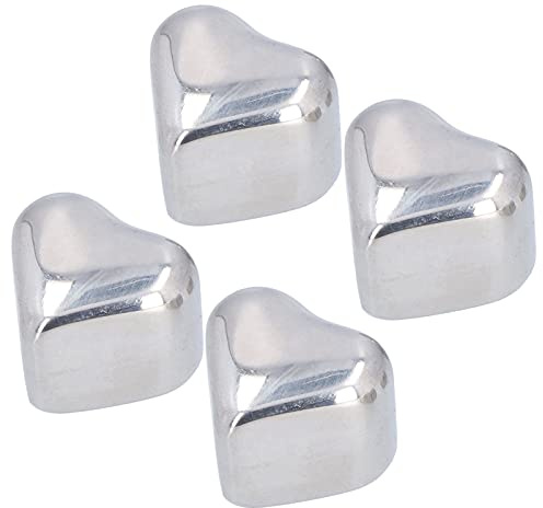 4 unidades de cubos de hielo en forma de corazón de acero inoxidable, piedras para whisky y vino, piedras refrigerantes reutilizables que no diluyen las bebidas, accesorios de bar