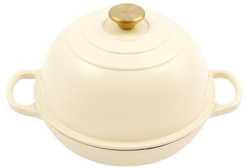 RjcdOPL - Olla de hierro fundido esmaltado, horno holandés, 26,6 cm, 2,2 L, color blanco