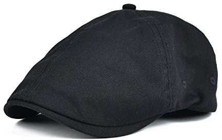 VOBOOM Cotton Washing Flat Cap Cabbie Hat Gatsby Ivy Irish Hunting Newsboy (Black)