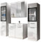 Badmöbel Set Udine II mit Waschbecken und Siphon, Modernes Badezimmer, Komplett, Spiegelschrank, Waschtisch, Hochschrank, Möbel (ohne Beleuchtung, Weiß/Weiß Hochglanz)