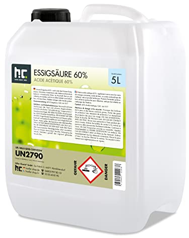 Höfer Chemie 2x 5 L Essigsäure 60% - optimaler Reiniger und Entkalker - Premium Qualität Made in Germany - frisch abgefüllt im handlichen Kanister