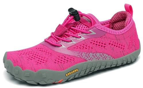 SAGUARO barfotaskor för barn, andningsbara, halkfria, vandringsskor, lätta, mjuka, sportskor, löparskor, storlek 24–36, - ROSA - 29 EU