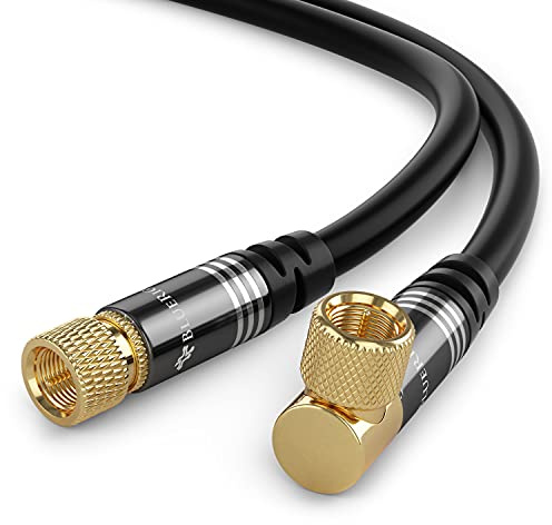 BlueRigger RG6 Digital Coaxial AV Cable (10FT, 90 Angled to Straight Male F Type Connector, Triple Shielded) - HDTV, CATV, DVB-T2/C/S, Cable Modem, Radio, Satellite Receivers