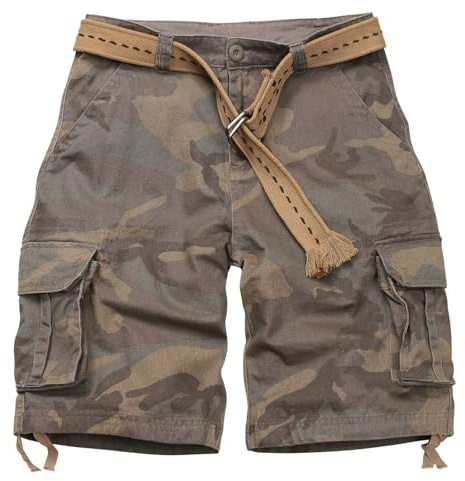 VATINNT Men's Cargo Shorts, Camo Shorts, Multi Pocket Casual Shorts, Loose Fit Outdoor Work Shorts No Belt