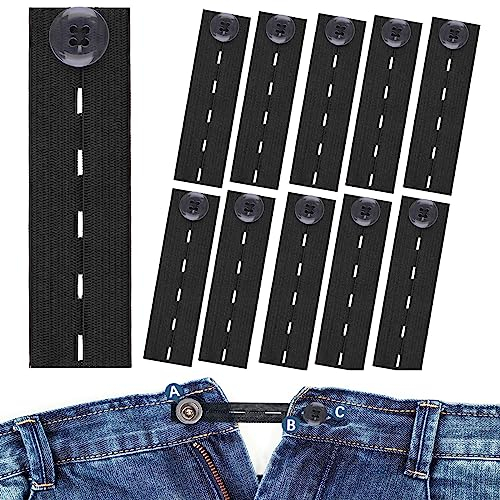 Deepton 10 Stück Hosenerweiterung Schwangerschaft, Hosenbunderweiterung Damen, Verstellbare Knopfverlängerung für Hosen, Hosenknopf Verlängerung, Bundverlängerung für Schwanger Herren Jede Jeans