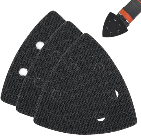 3 Piezas Almohadilla de Repuesto para Lijadora Delta, 93 x 93 x 93 mm Triangular Almohadilla de Respaldo Para Lijadora, 6 Orificios Almohadilla de Lijado de Repuesto para Lijadoras Triangulares