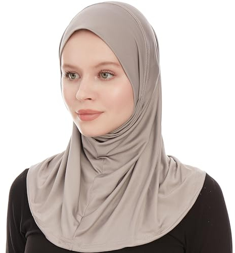 Gris Hijab Femme Musulmane – Al Amira Hijab a Enfiler Premium Jersey Turban Wrap – Chale Foulard Moderne Islamique Pour Voile Femme Doux - Châle Pour Robe De Prière Enfiler (Gris)