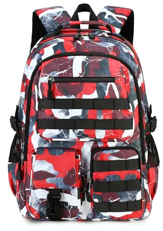 Lmwzh schulrucksack jungen teenager for rucksack Wasserdicht schulranzen Licht schultasche school bag(Rot)