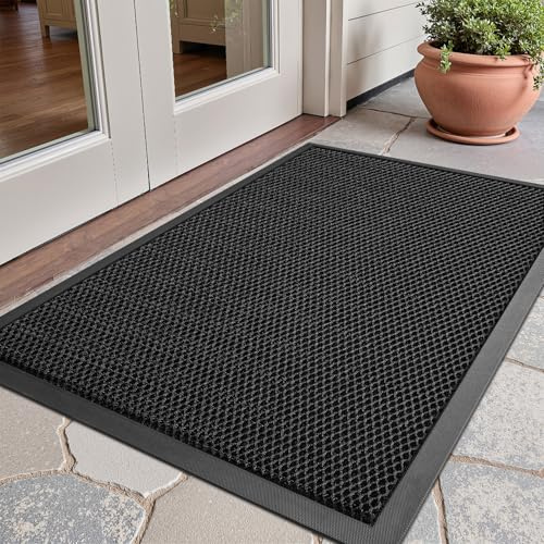 SIXHOME Zerbino tappeto asciugapassi rettangolare Zerbino Antiscivolo per Ingresso Tappeto Entrata Interno 60 * 90cm Nero