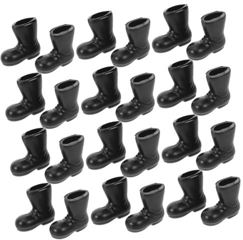 INOOMP 100pcs Santa Boots Black Santa Claus Shoes for Dollhouse Decor DIY Craft Projects and Holiday Table Decorations Miniature Christmas Ornaments