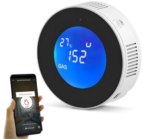 Rilevatore Gas GPL WiFi EN 50194, Sensore C3H8 Propano con App Smart Life, Display LEL, Allarme Sonoro 85dB, Notifiche Smartphone, per Cucina, Camper e Roulotte