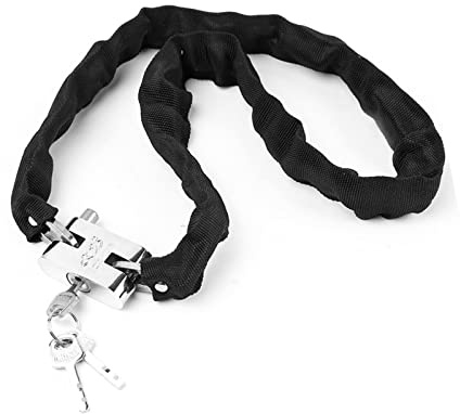 Tbest Candado de Cadena para Bicicleta, Resistente, Antirrobo, Seguridad, Acero, Tela Oxford, Ligero, para Motocicleta, Scooter, 2,6 Cm de Diámetro, 101 Cm de Longitud