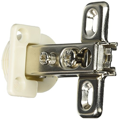 Merriway BH06220 Bisagra de gabinete de 26 mm, cruciforme de 95 Grados, Copa Blanca Deslizante, Plata, Set de 10 Piezas