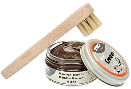 Schuhbedarf TRG Schuhcreme mit Auftragsbürste Schuhpflege Schuhputzset (mittelbraun 139)