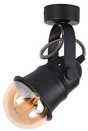 TWSXTE Plafoniera in stile industriale vintage, Faretto LED, Applique da parete interna orientabile, Prese E27, per lampadine fino a 60W (senza lampadina)