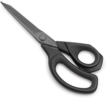 LIVINGO Professionelle Scharfe Schneiderschere: Hochwertiger Edelstahl mit Titan-Klingen, Multifunktionale Stoff- und Polstermaterialschere, 24 cm Schwarz