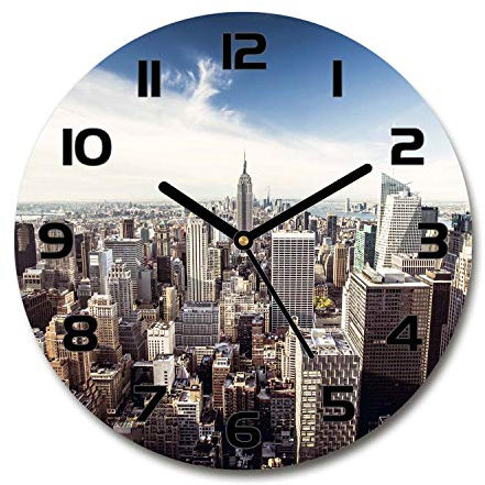 Tulup Väggklocka Glas 60cm Modern Glasklocka Dekoration För Vardagsrummet Kök - Svart - New York