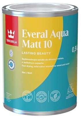 TIKKURILA Everal Aqua 10 - Matt Paint For Wood & Metal - Fast Drying Acrylic Enamel - 1 Litre